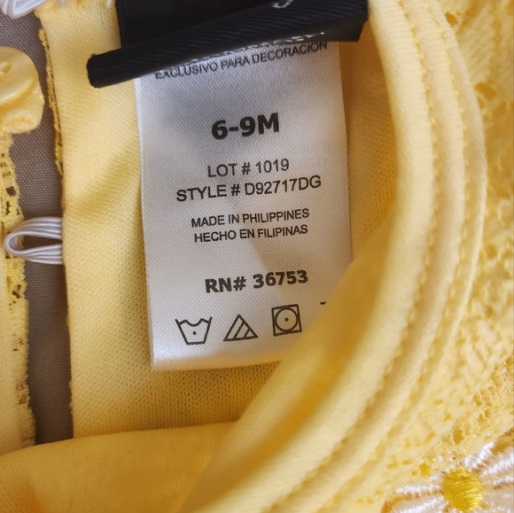 Yellow Lace Daisy Baby Dress - Picture 4 of 4